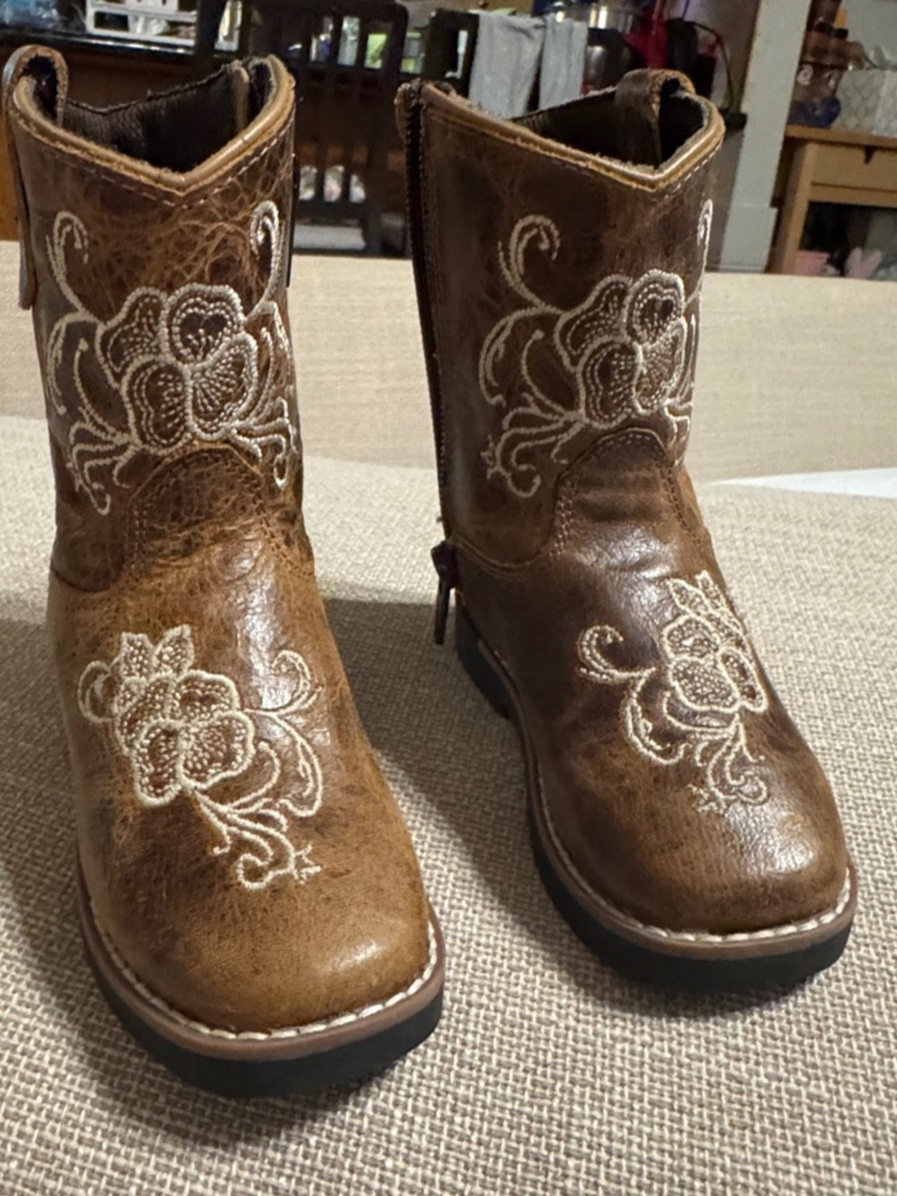 Floral Brown Boots Size 6